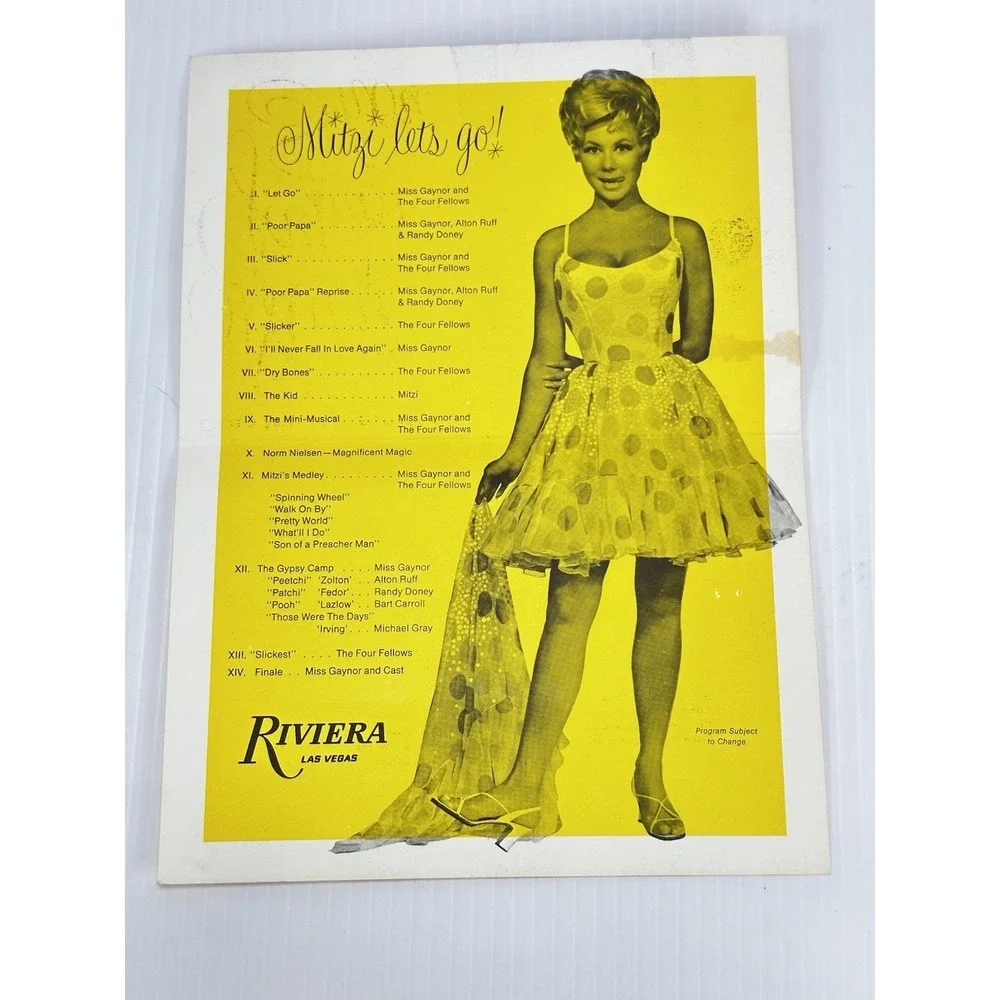 VTG DEAN‎ MARTIN PRESENTS MITZI GAYNOR SHOW RIVIERA LAS VEGAS SOUVENIR PROGRAM